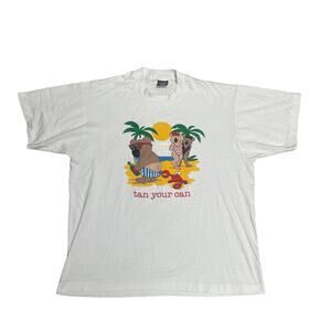 VINTAGE 1986 Jim Benton Tan Your Can Koala Beach Single Stitch T Shirt XL